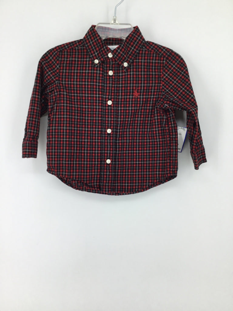 Ralph Lauren Child Size 9 Months Red Plaid Shirt - boys