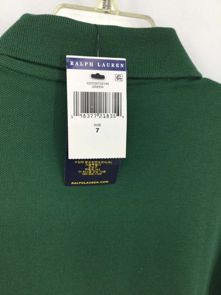 Ralph Lauren Child Size 7 Green Solid Shirt - boys