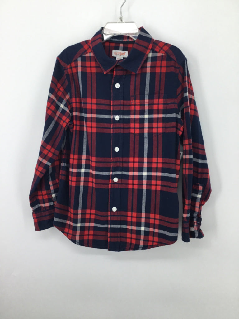 Cat & Jack Child Size 6 Navy Plaid Shirt - boys