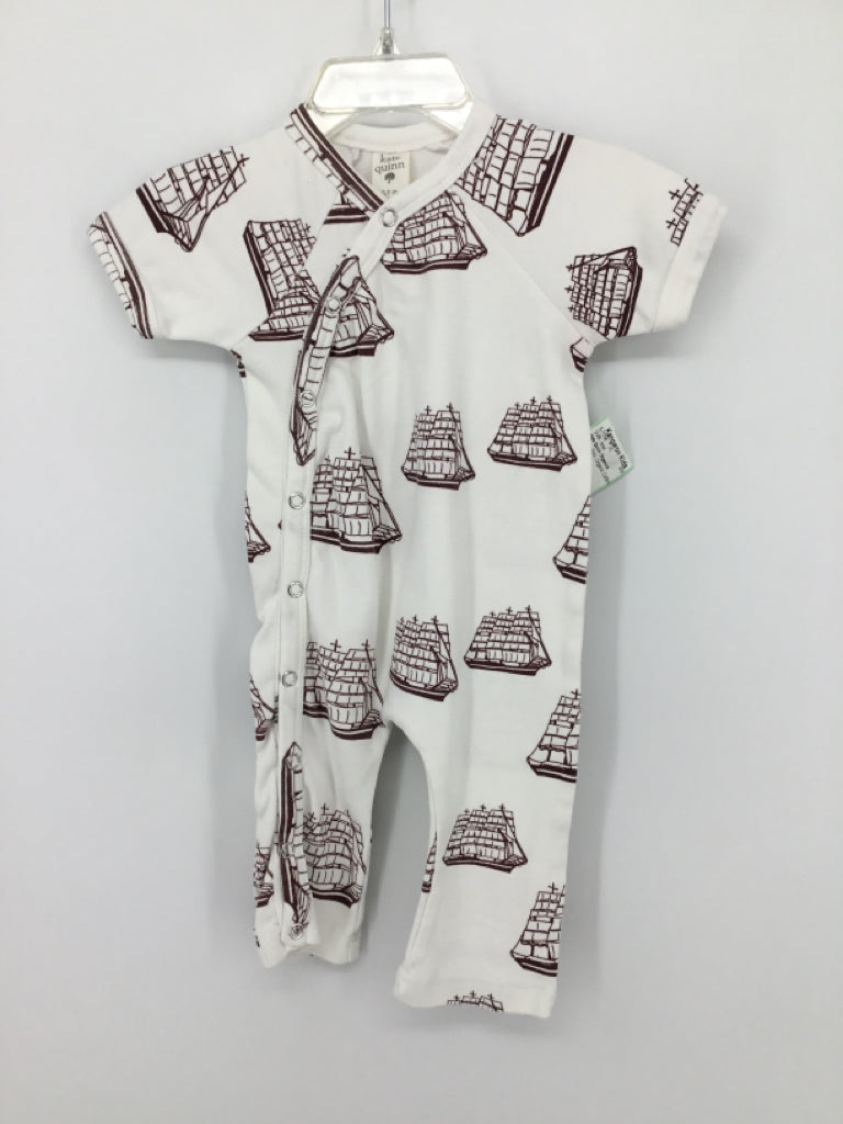 Kate Quinn Organics Child Size 0-3 Months White Print Outfit - boys