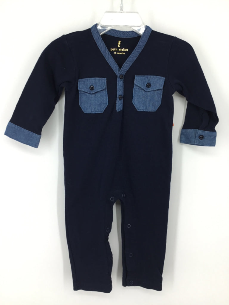 Petit Atelier Child Size 12 Months Navy Solid Outfit - boys