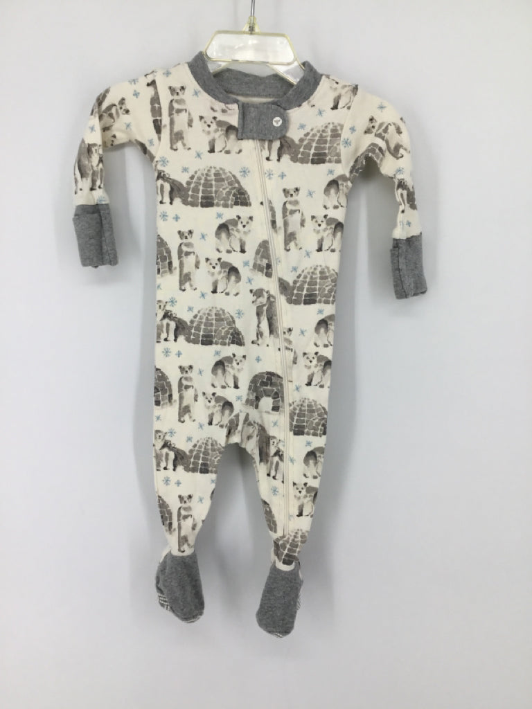 Burt's Bees Baby Child Size 0-3 Months Gray Sleepers