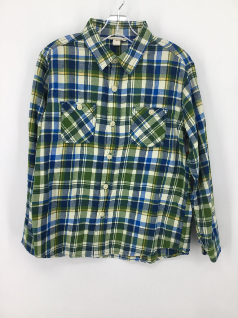 Lands' End Child Size 10 Green Plaid Shirt - boys