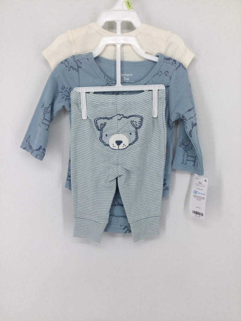Carter's Child Size 3 Months Blue Print Outfit - boys