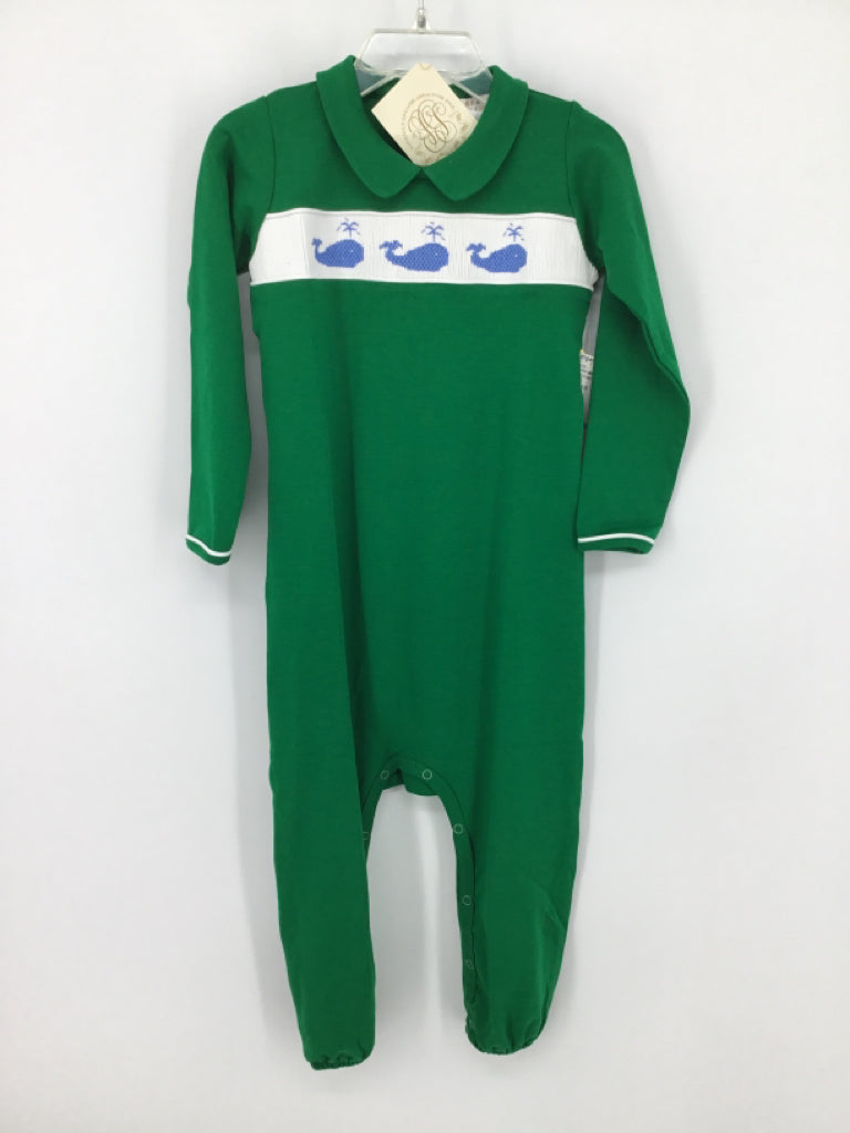 The Beaufort Bonnet Co Child Size 3 Green smocked Outfit - boys