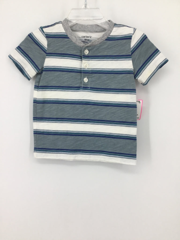 Carter's Child Size 18 Months Blue Stripe Shirt - boys