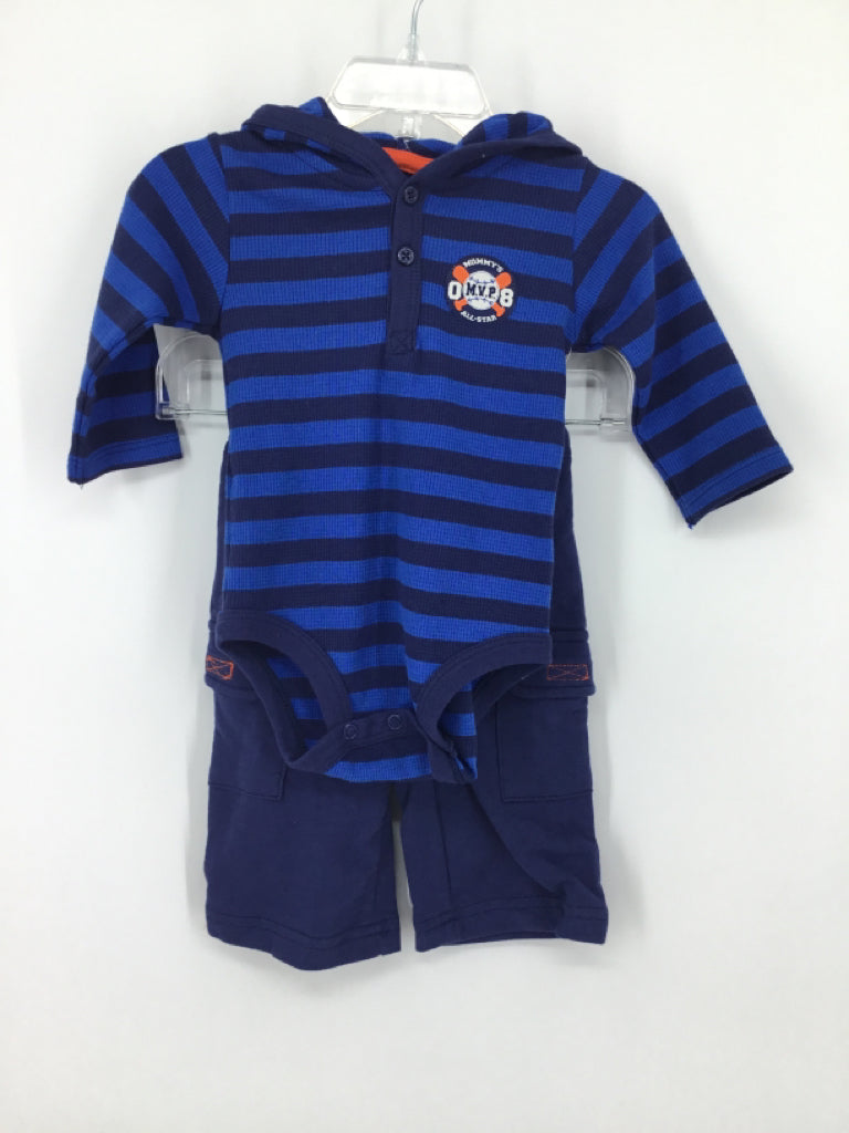 Just One You Made by Carters Child Size 3 Months Blue Stripe Outfit - boys