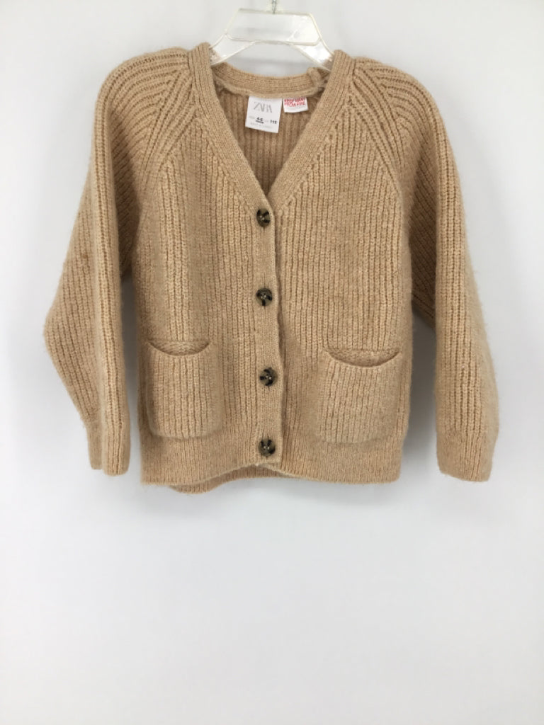 Zara Child Size 4 Tan Solid Sweater - boys
