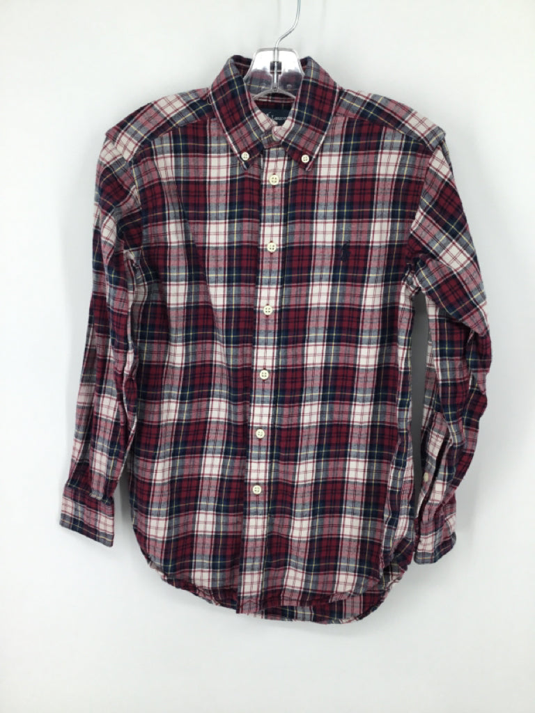 Ralph Lauren Child Size 8 Burgundy Plaid Shirt - boys