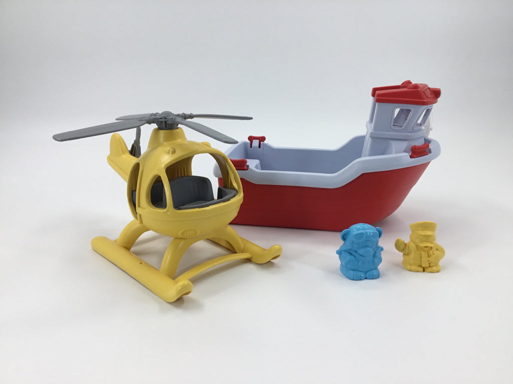 Green Toys Rescue Boat and Helicopter