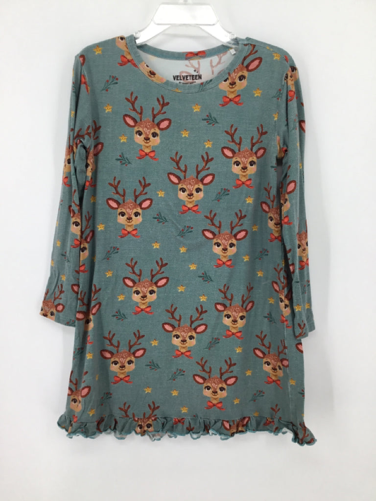 Velveteen Child Size 4 Green Christmas Pajamas
