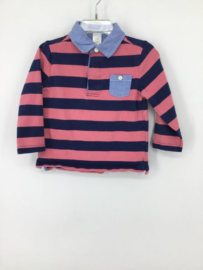 Janie and Jack Child Size 18-24 Months Pink Stripe Shirt - boys