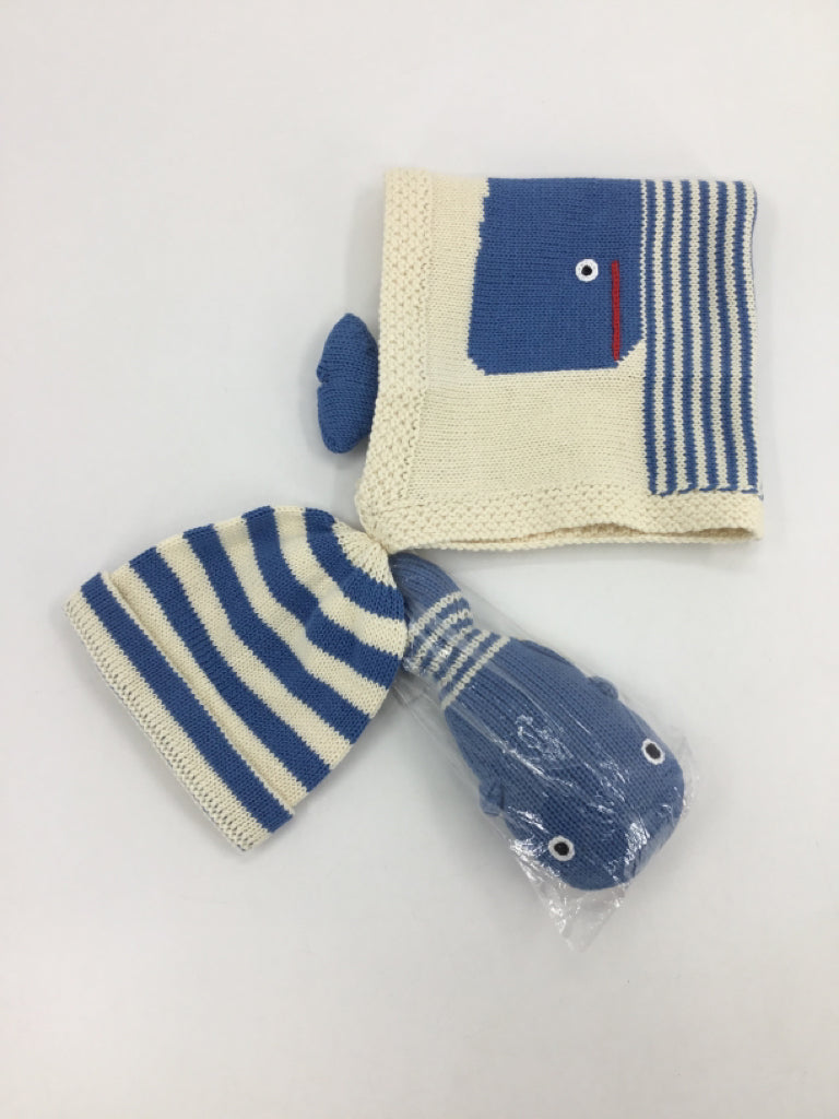 Estella Organic Baby Gift Set - Handmade Lovey Blanket, Rattle Toy & Hat
