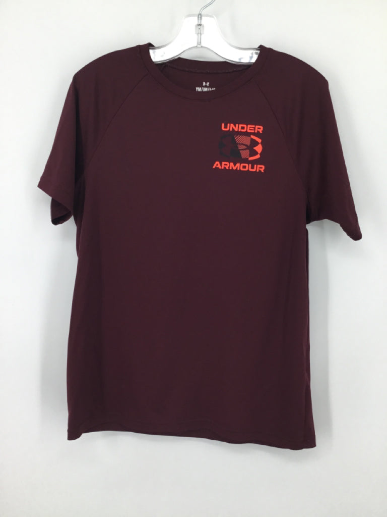 Under Armour Child Size 10 Burgundy screen printed T-shirt - boys