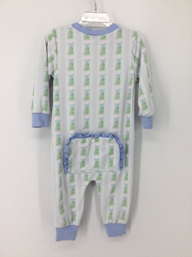 The Smocking Place Child Size 18 Months Blue Christmas Pajamas