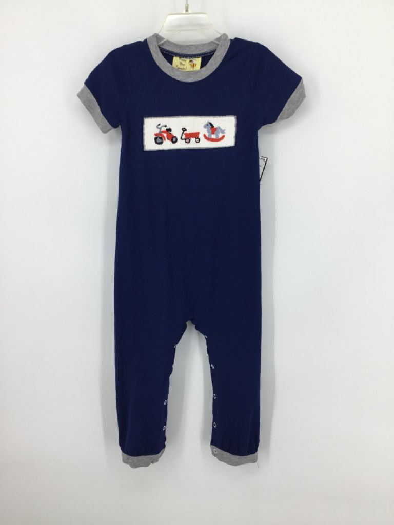Busy Bee Smocks Child Size 3 Navy smocked Outfit - boys