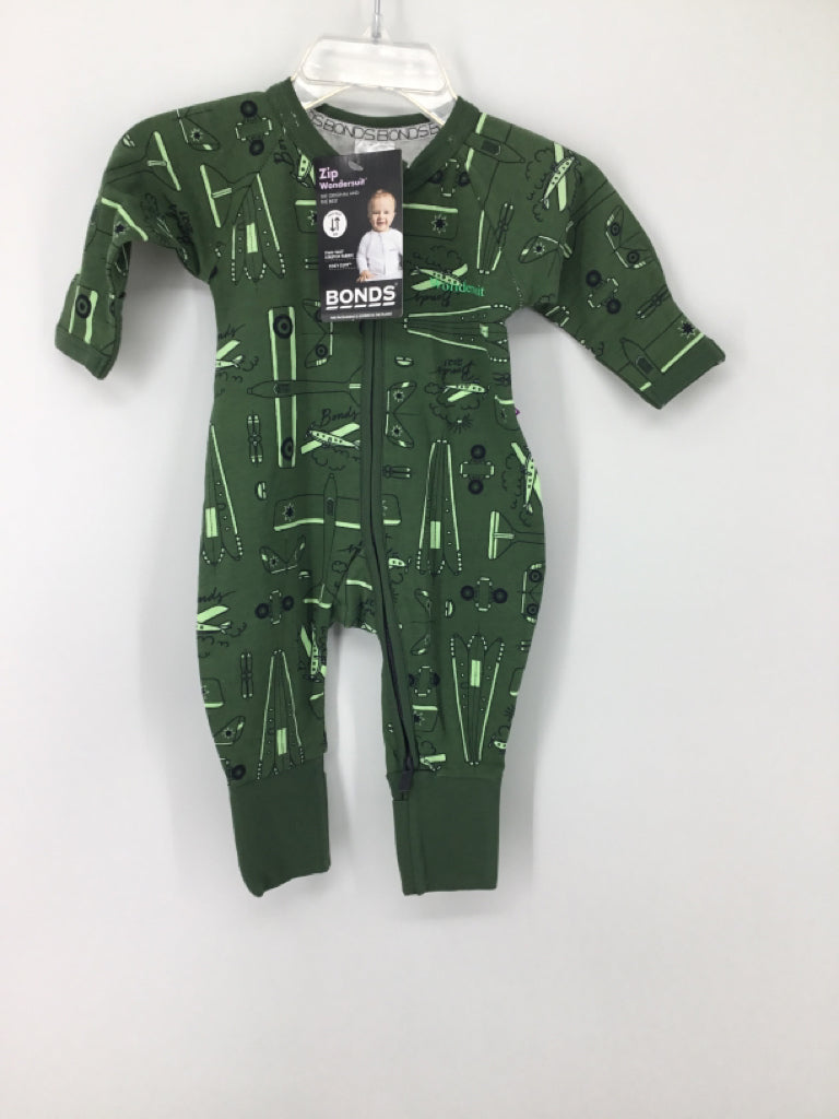 Wondersuit Child Size Newborn Green Print Pajamas - boys