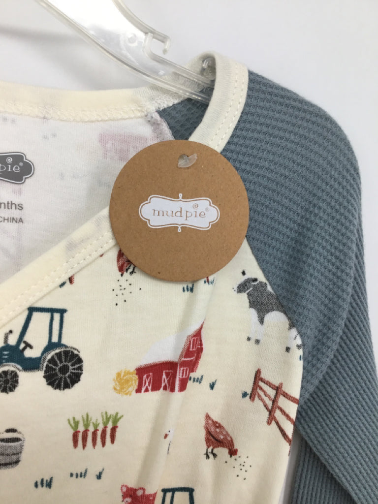 Mudpie Child Size 3-6 Months Blue Print Outfit - boys