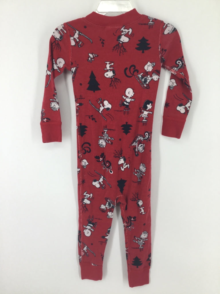 Hanna Andersson + Peanuts Child Size 2 Red Christmas Pajamas