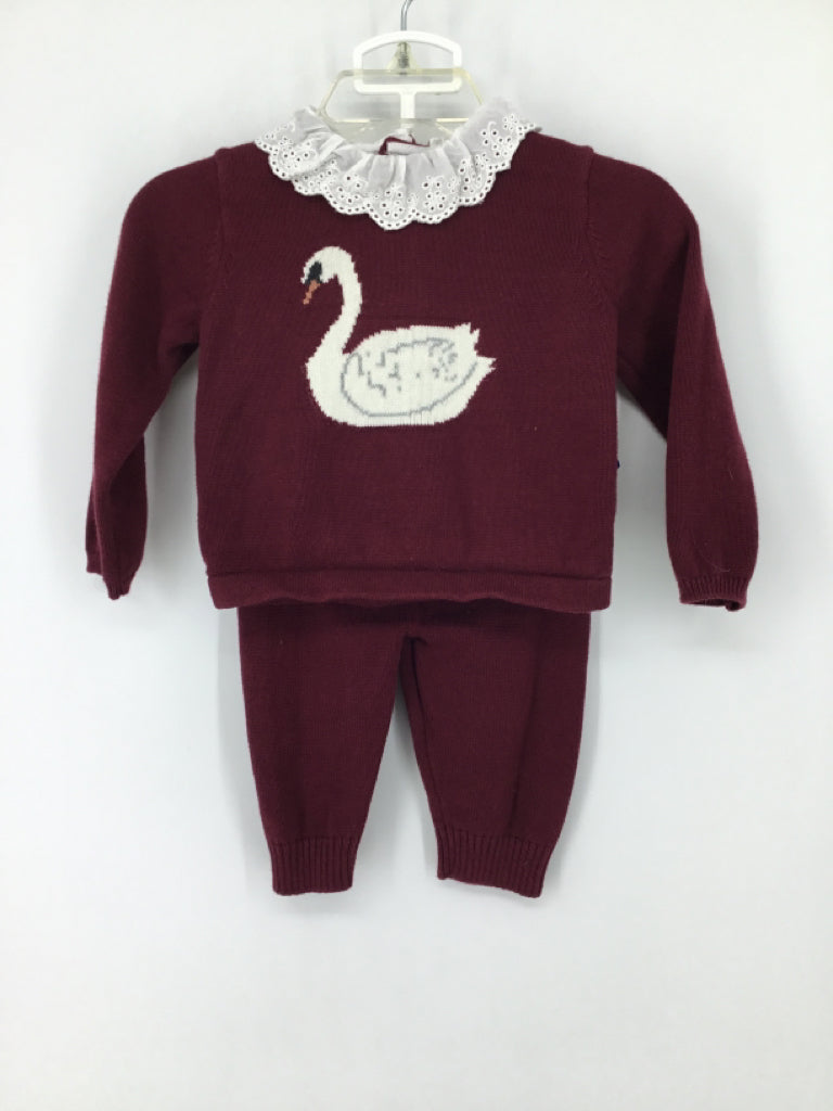 Edgehill Collection Child Size 6 Months Burgundy Outfit - girls
