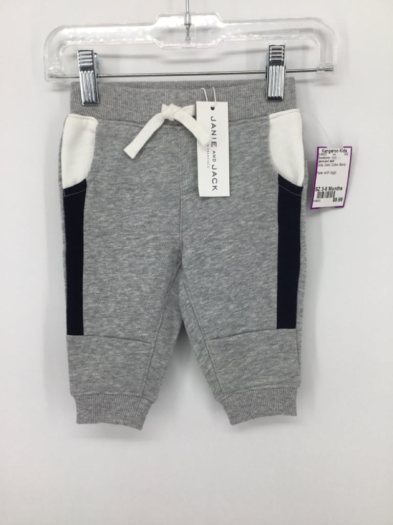 Janie and Jack Child Size 3-6 Months Gray Solid Sweatpants - boys