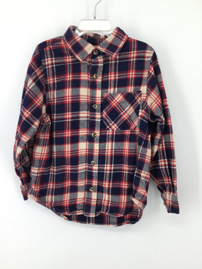 Hanna Andersson Child Size 6 Navy Plaid Shirt - boys