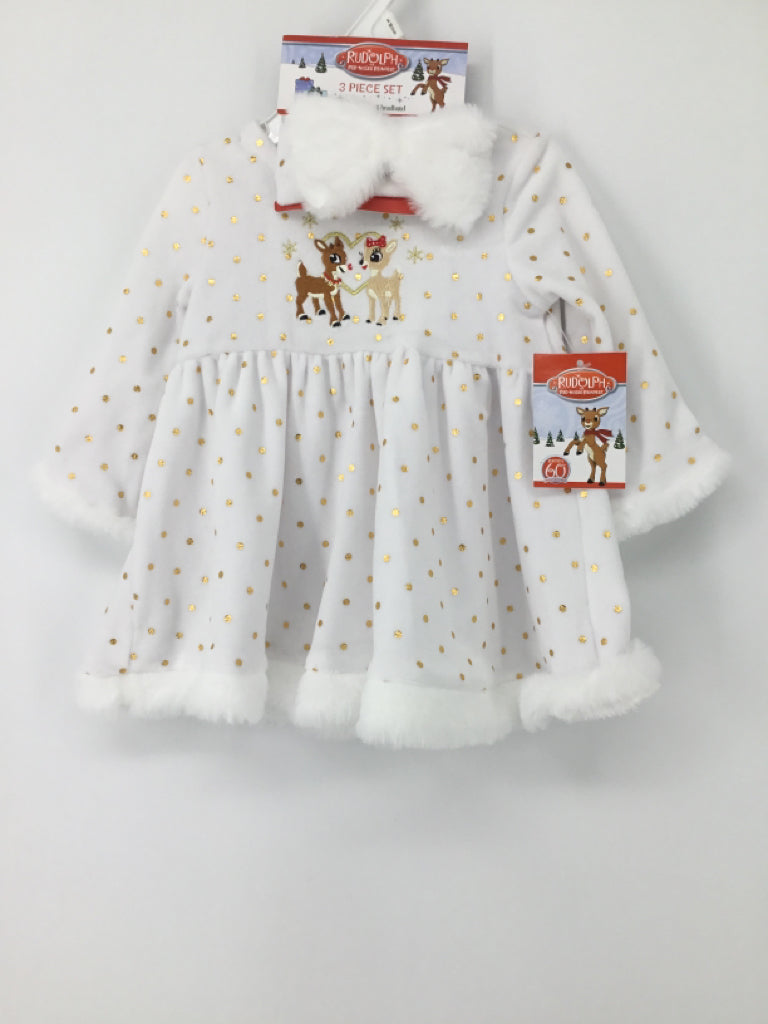 Rudolph Child Size 6 Months White Christmas Dress