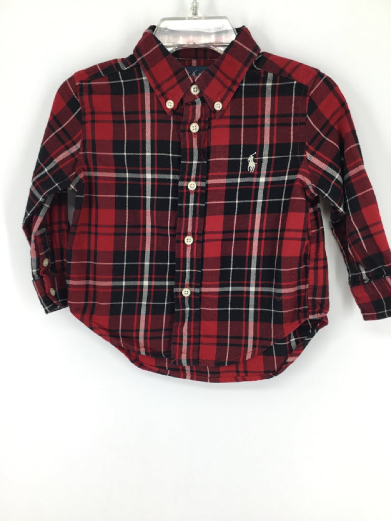 Ralph Lauren Child Size 12 Months Red Plaid Shirt - boys