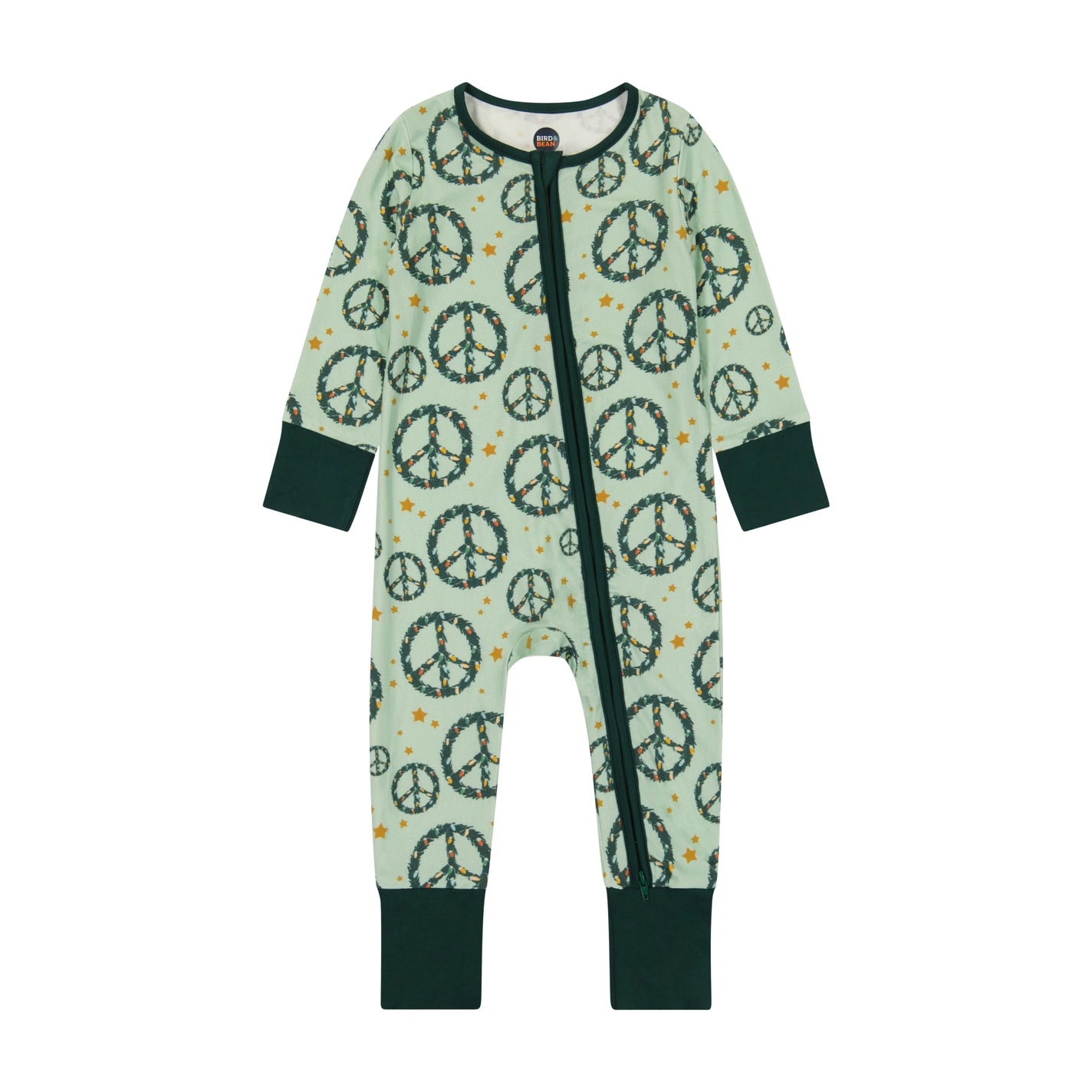 Bird & Bean Bamboo Footless Romper - Peace and Joy