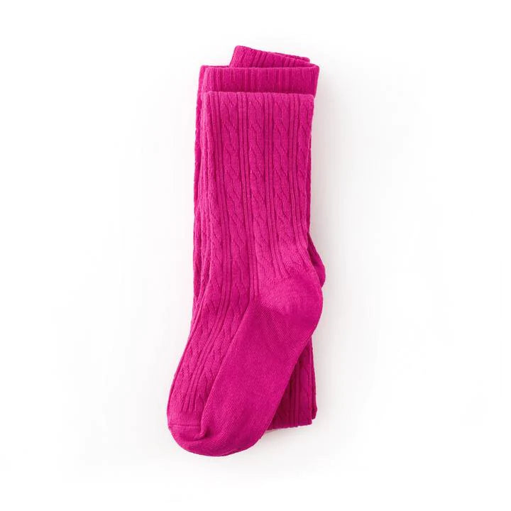 The Little Stocking Co - Cable Knit Tights - Raspberry
