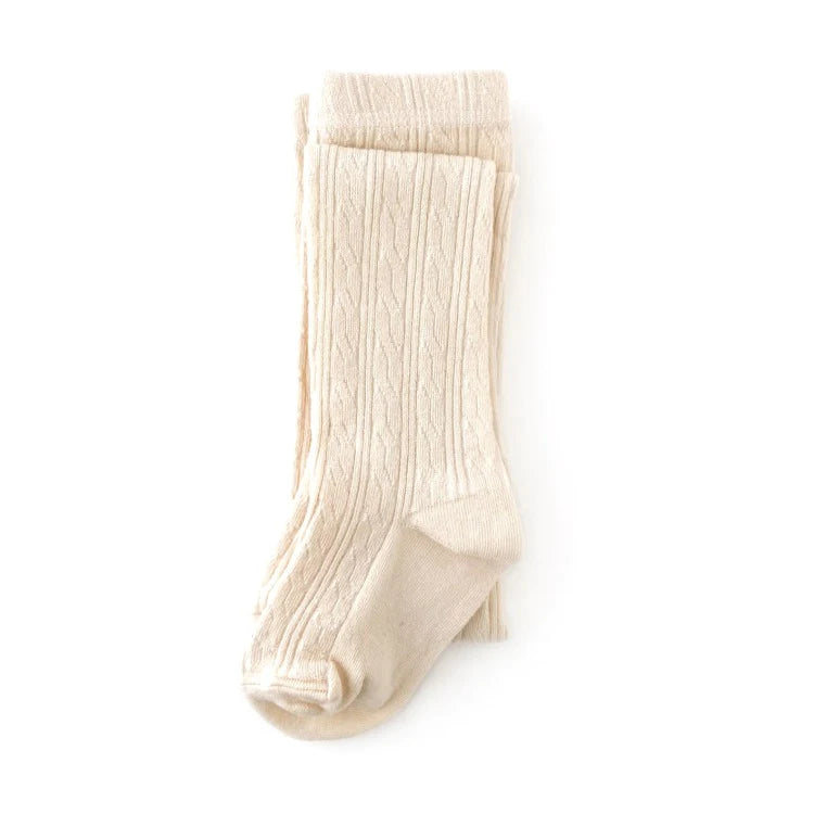 The Little Stocking Co - Cable Knit Tights - Vanilla Cream