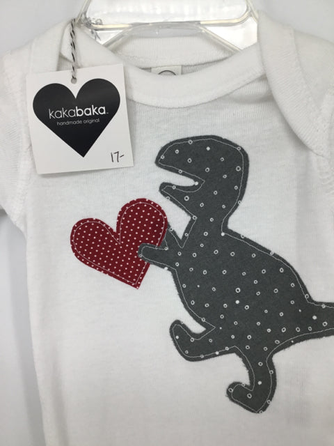 Kakabaka Child Size Newborn White Valentine's Day Dinosaur Onesie