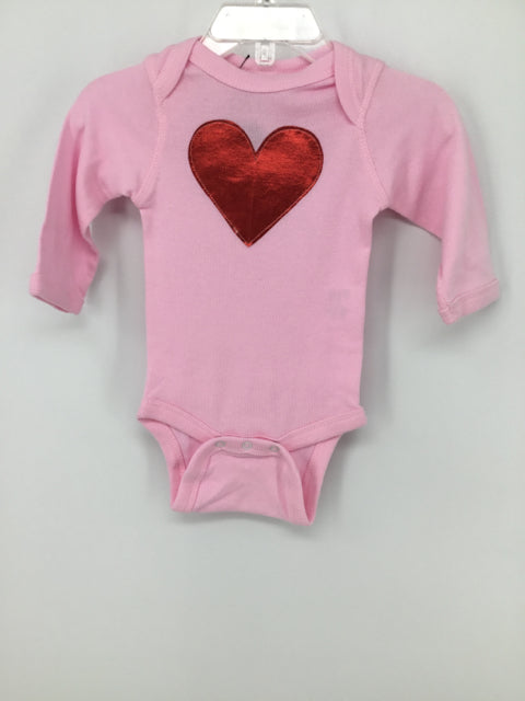 Kakabaka Child Size Newborn Pink Valentine's Day Shiny Heart Onesie
