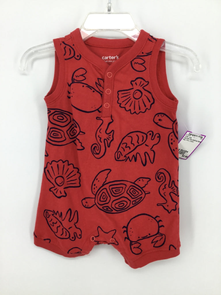 Just One You Made by Carters Child Size 6 Months Red Print Outfit - boys