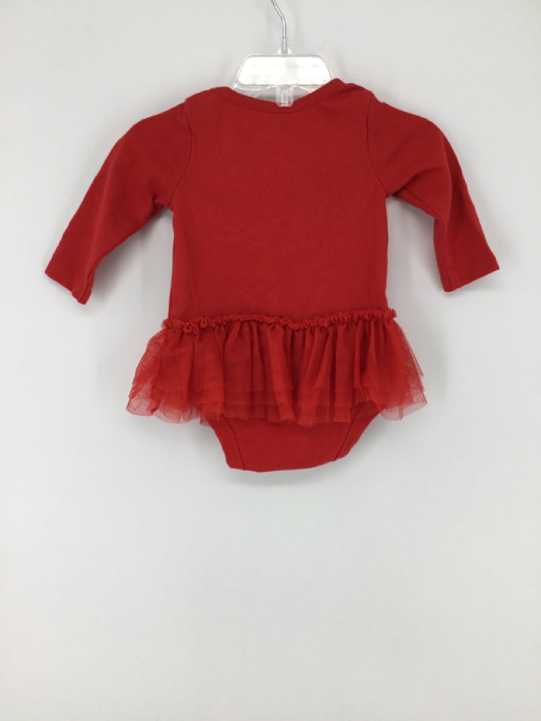Cat & Jack Child Size 0-3 Months Red Christmas Onesie