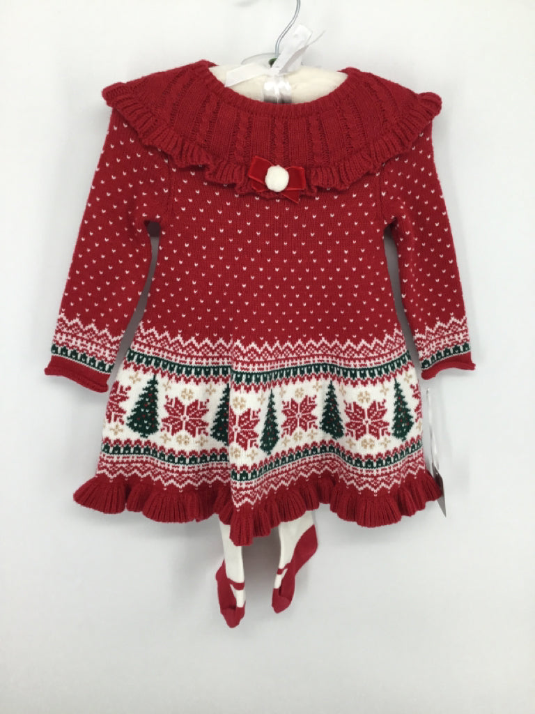 Tahari Child Size 6-9 Months Red Christmas Dress