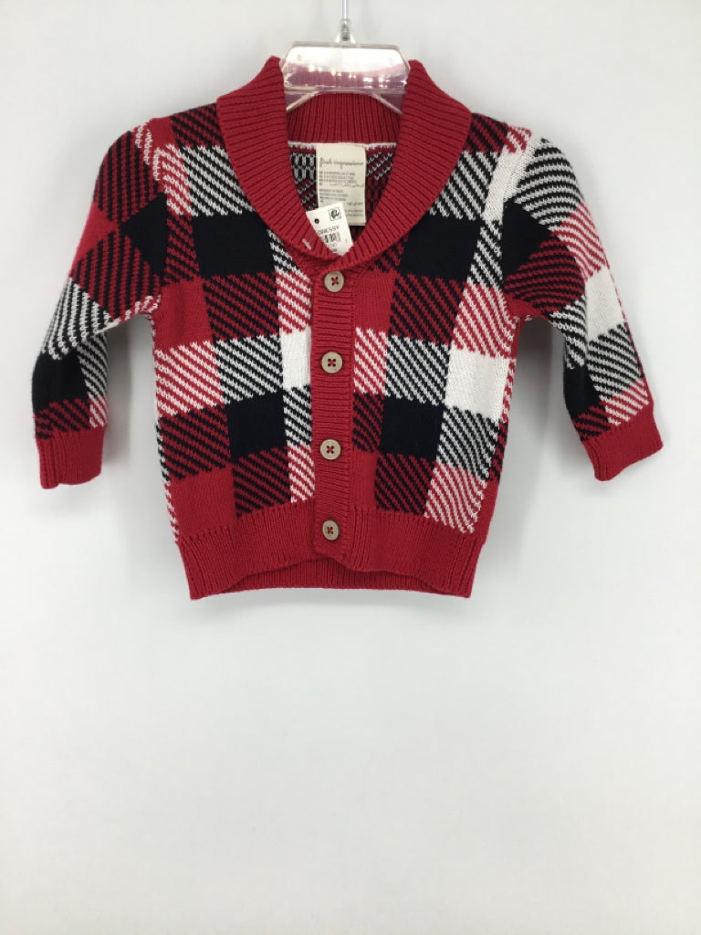 First Impressions Child Size 3-6 Months Red Checkered Sweater - boys