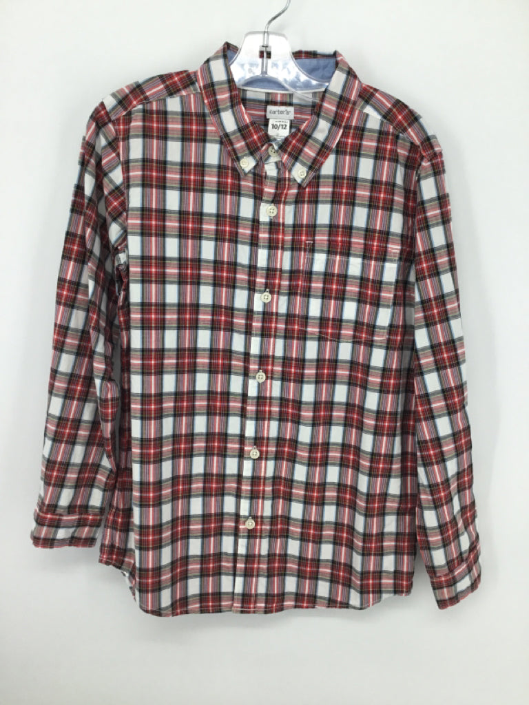Carter's Child Size 10 Red Plaid Shirt - boys