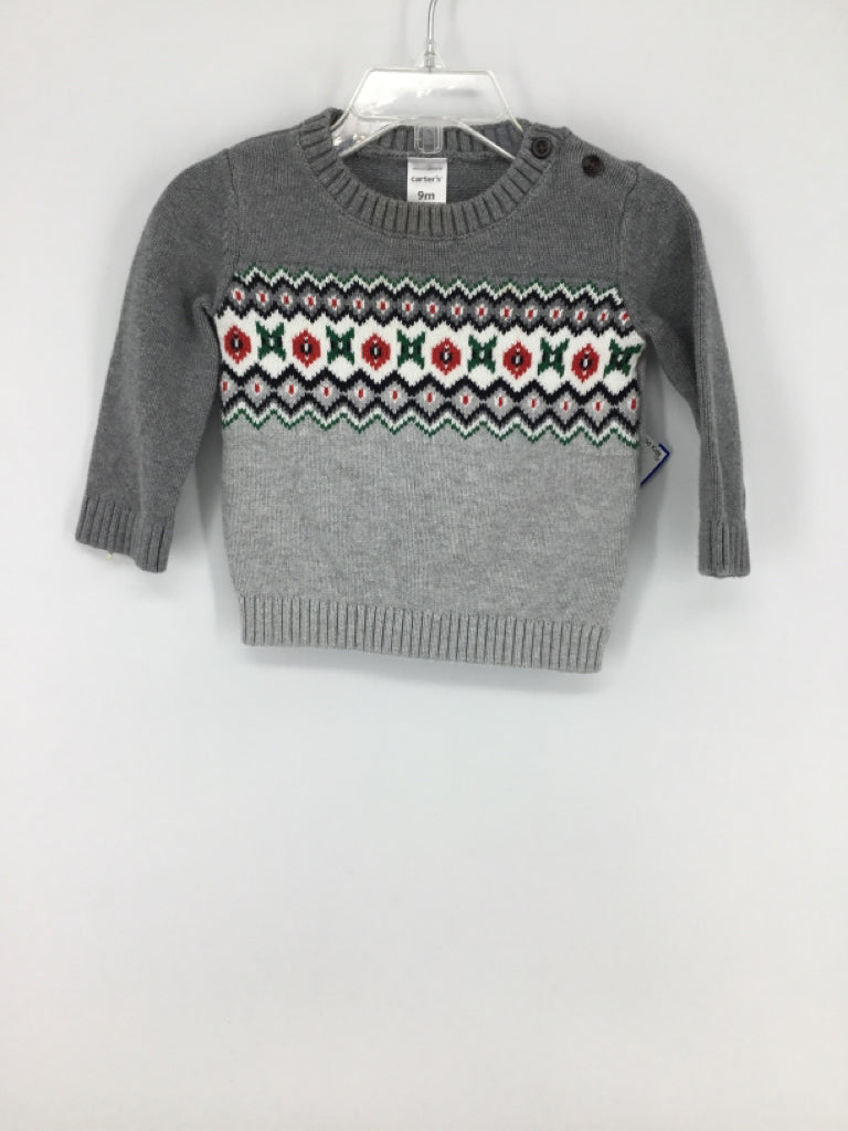 Carter's Child Size 9 Months Gray Knit Sweater - boys
