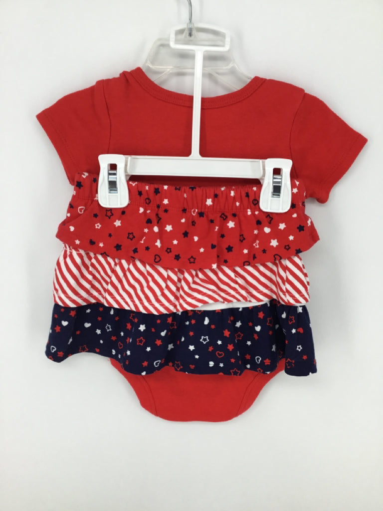 brandless Child Size 12 Months Red Stars & Stripes Outfit