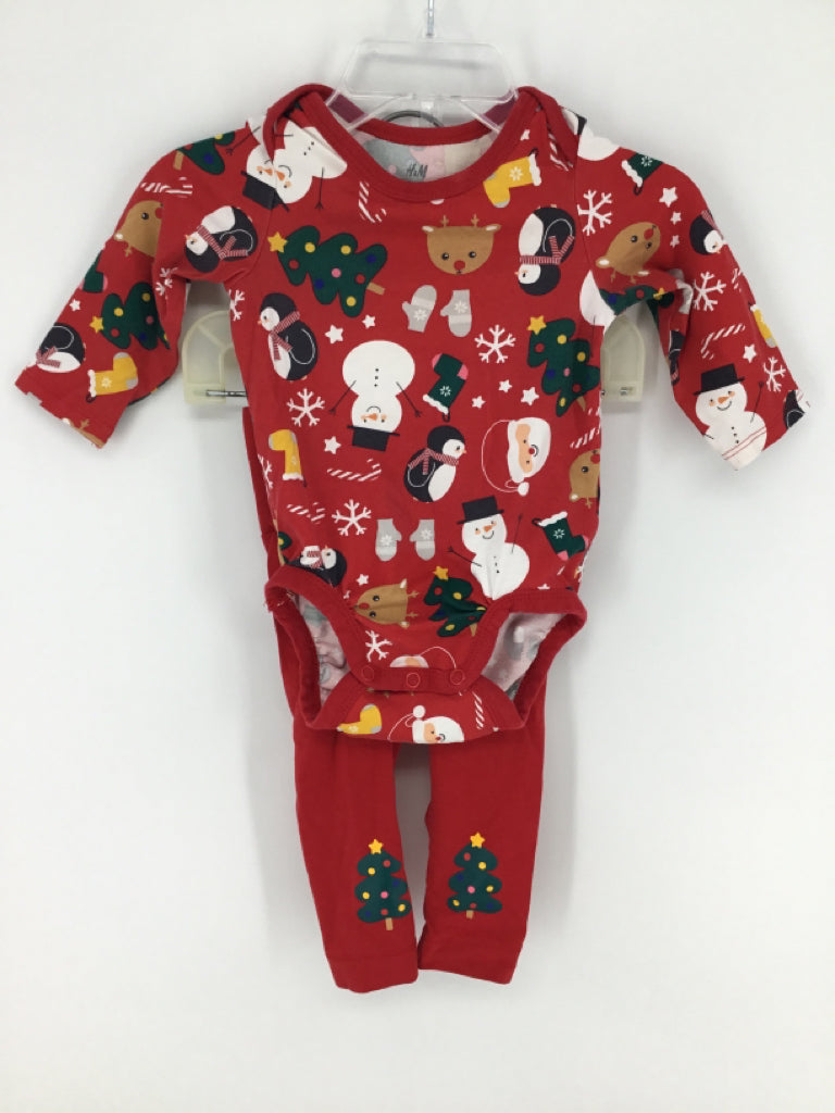 H & M Child Size 0-3 Months Red Christmas Outfit