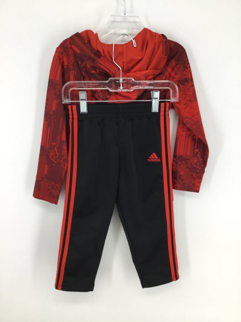 Adidas Child Size 24 Months Red Print Outfit - boys