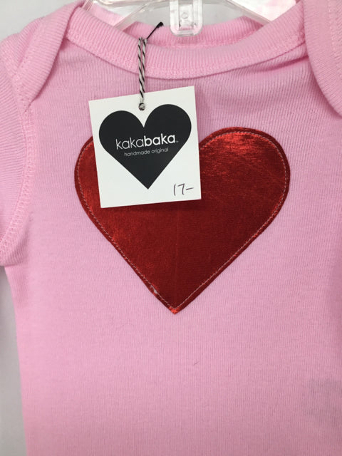 Kakabaka Child Size Newborn Pink Valentine's Day Shiny Heart Onesie