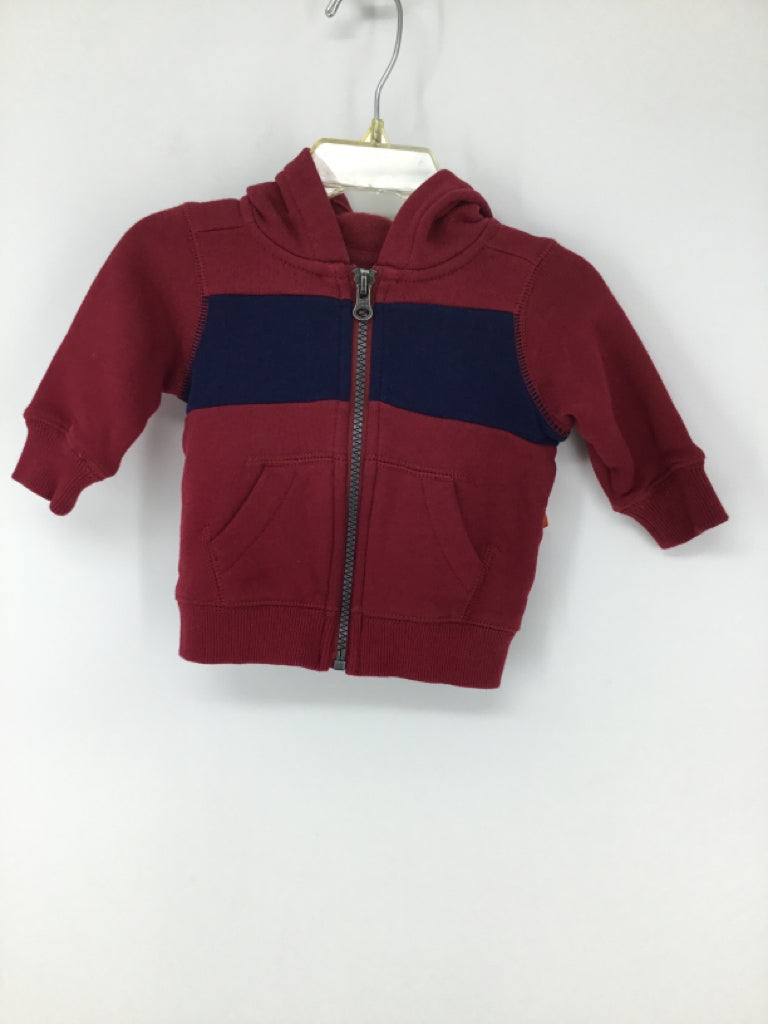 Carter's Child Size 3 Months Burgundy Solid Hoodie - boys