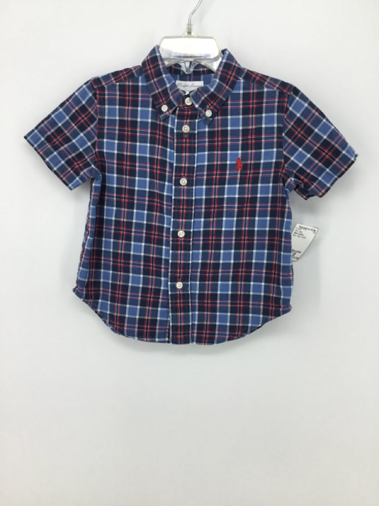 Ralph Lauren Child Size 24 Months Blue Plaid Shirt - boys