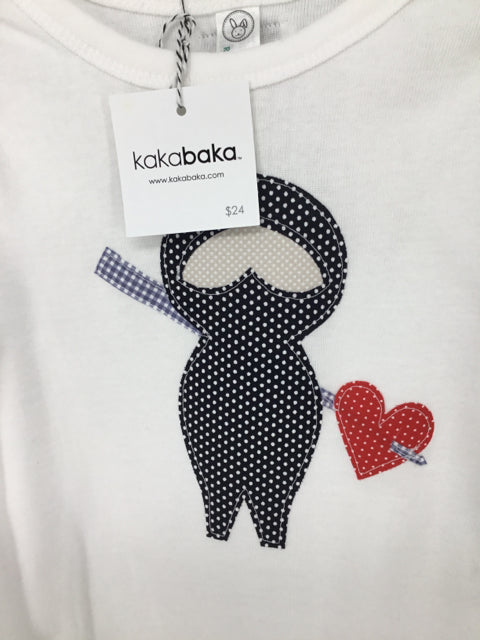 Kakabaka Child Size 18 Months White Valentine's Day Love Ninja Onesie