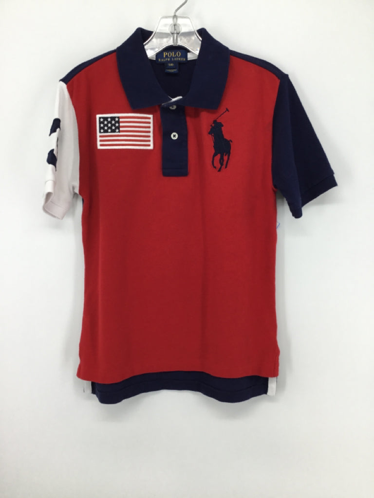 Ralph Lauren Child Size 8 Red Solid Shirt - boys