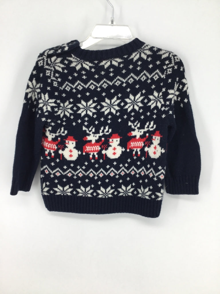 Polarn O. Pyret Child Size 9-12 Months Navy Christmas Sweater